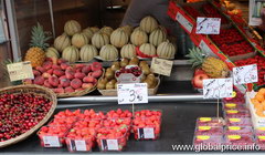 Prices for street food in Paris, Cherry and strawberries